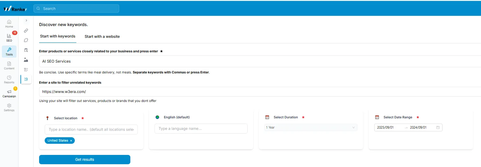 Wranker - Best AI tool for keyword research