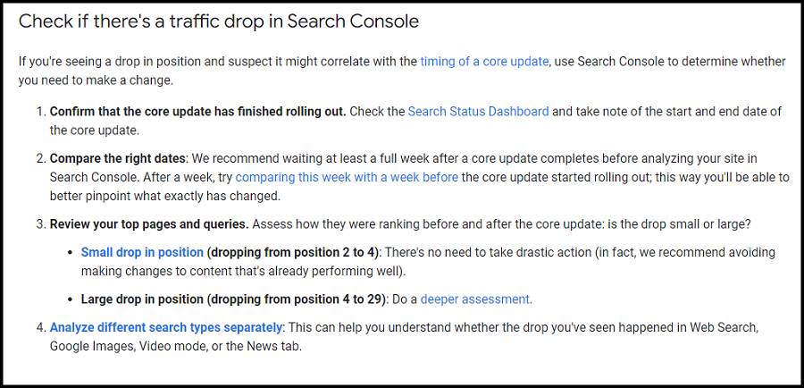 Check if there’s a traffic drop in Search Console