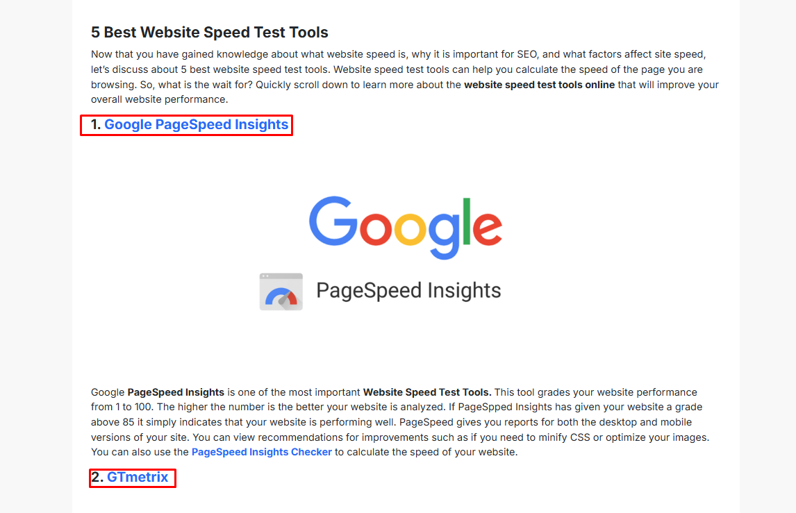 Website Speed Test Tools