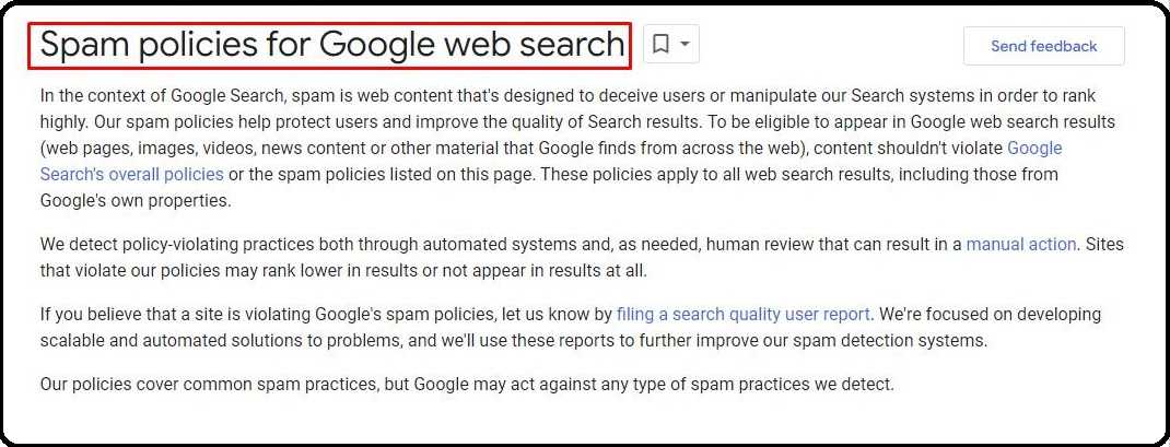 Google Spam Policy Documentation